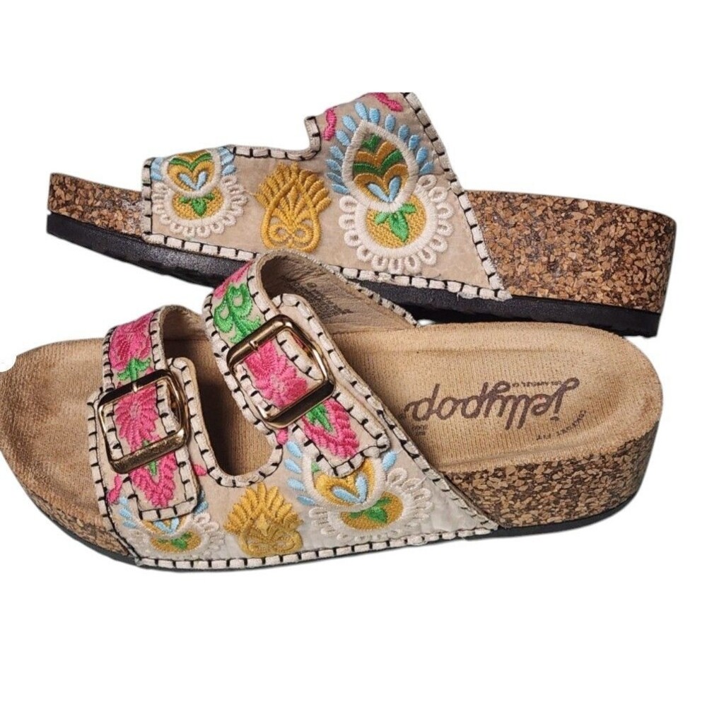 Jelly Pop Adelina Embroidered Sandals Size 8 NEW Boho Hippie